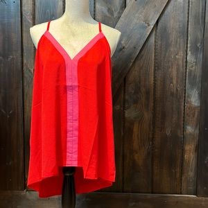 Red and pink adjustable strap skinny strap summer blouse